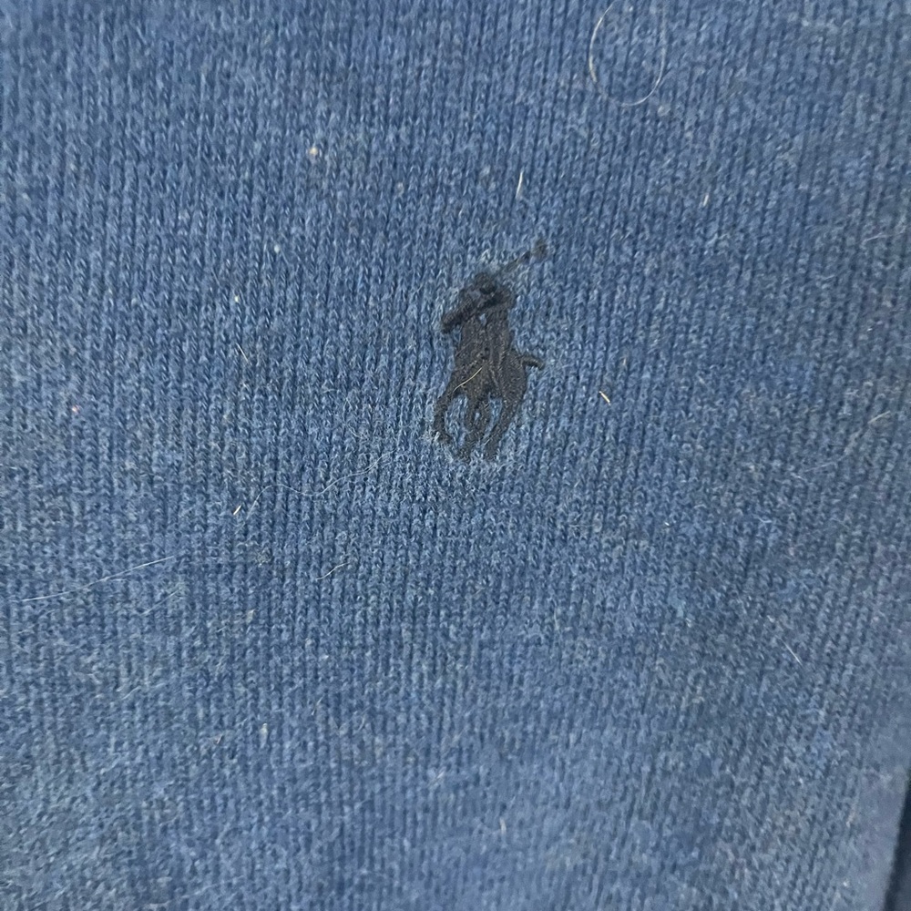 Polo Ralph Lauren Men's State Knit Blue Quarter Zip Pullover Sweater- Size Large - Picture 6 of 7